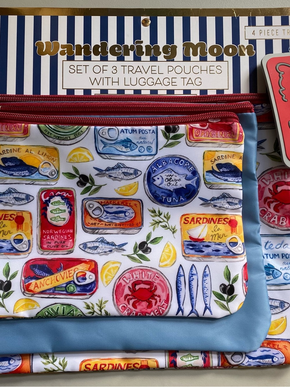 Wandering Moon Multi-Color Travel Pouches of various size. 4 piece Travel Set.